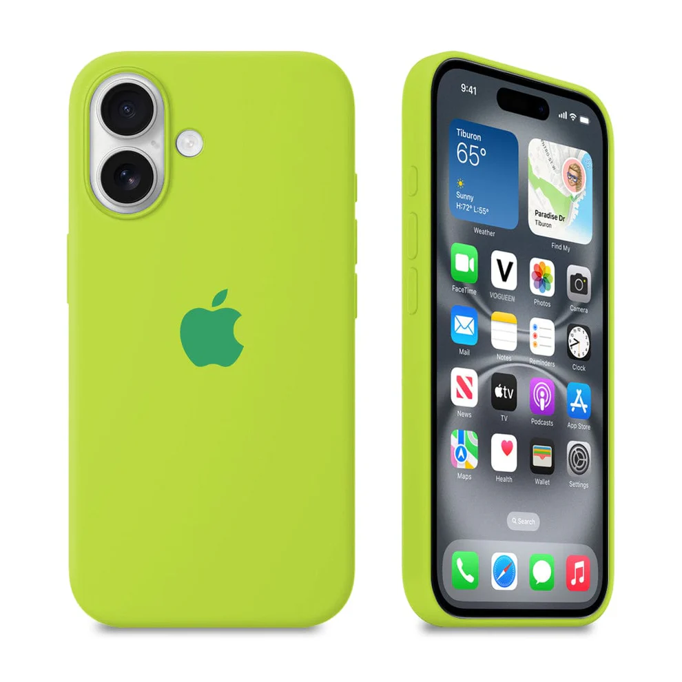 قاب سیلیکونی اورجینال Fluorescent Green – iPhone 16